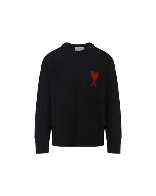 AMI Black Adc Crewneck Sweater for men