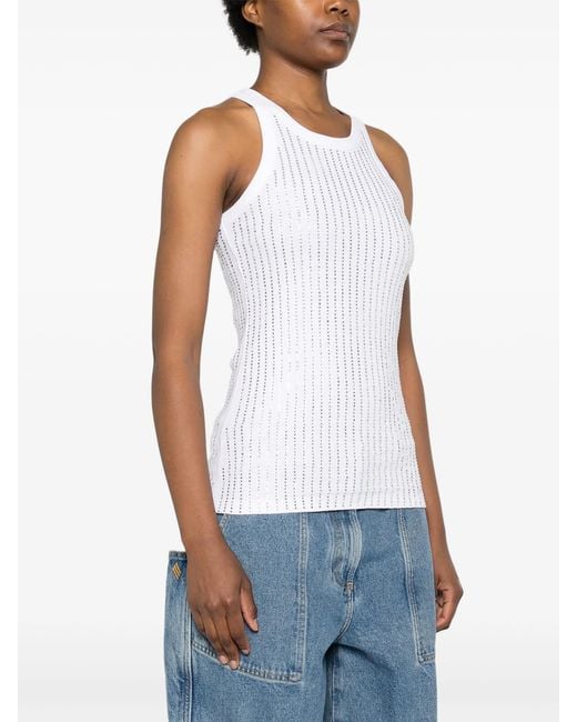 The Attico White Ribbed Jersey Tank