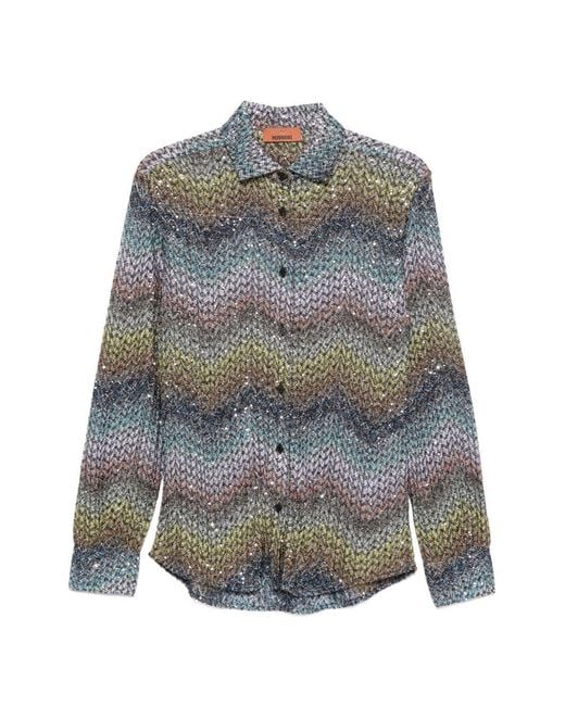 Missoni Gray Zig Zag Print Shirt