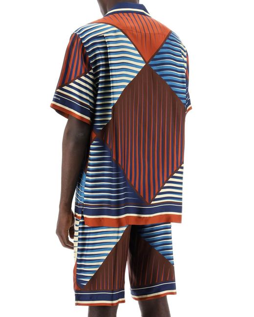 Camicia bowling con motivo geometrico di Dolce & Gabbana in Blue da Uomo