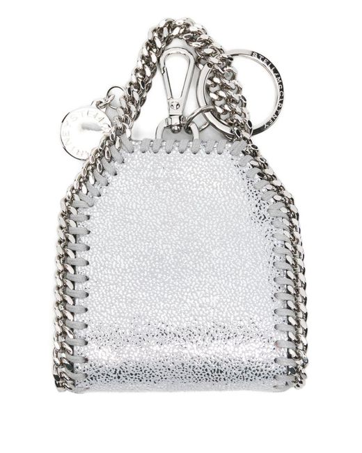 Stella McCartney White Falabella Airpods Case Keychain Small Leather Goods Silver