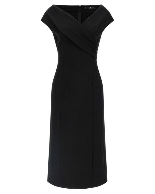 Ermanno Scervino Black Midi Dress With Crossover Front