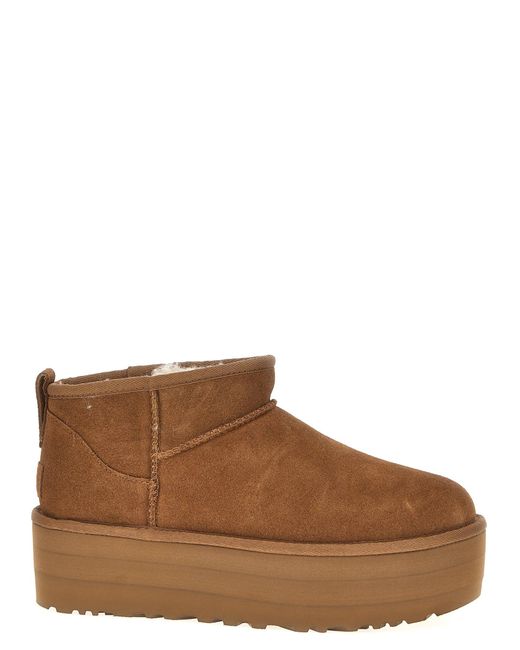 Ugg Brown 'Classic Ultra Mini Platform' Knöchelstiefel