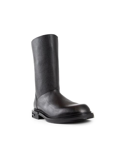Fendi Black Leather Frame Boots for men