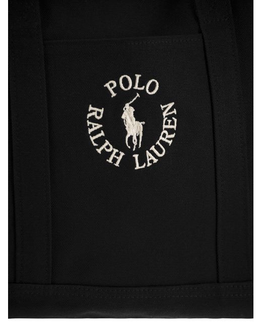 Bolsa de lona de algodón con logotipo bordado Polo Ralph Lauren de hombre de color Black