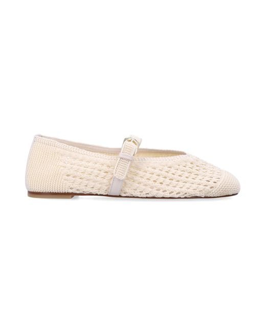Stuart Weitzman Natural Ecru Crochet Leora Mary Jane Flat Upper Shoes