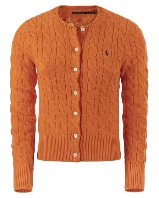 Cardigan trenzado con mangas largas Polo Ralph Lauren de color Orange