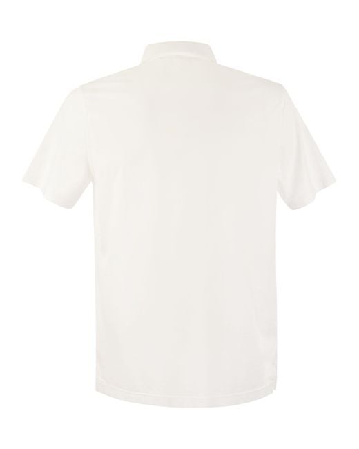 Fedeli White Cotton Polo Shirt With Open Collar for men