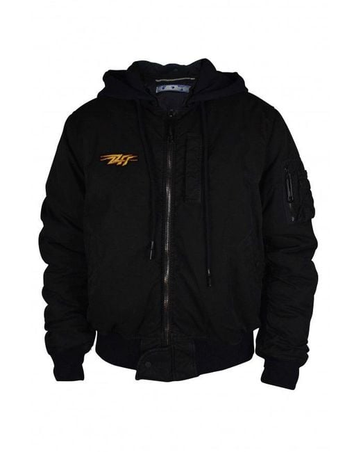 Off-White c/o Virgil Abloh Black Cotton Bomber Jacket With Iconic Branding