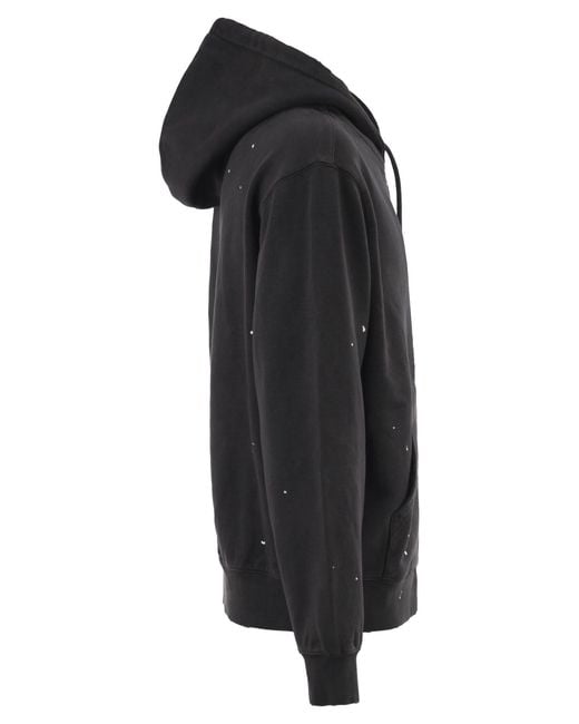 Carhartt Black Zip Up Hooded Sweatshirt With Paint Effect Print