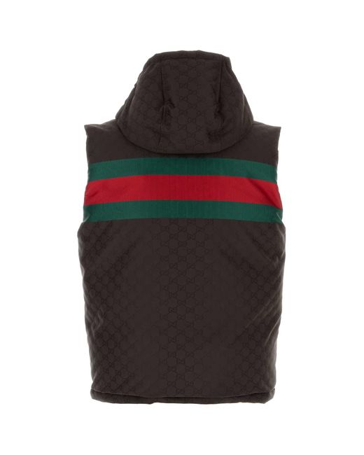 Gucci Black Dark Gg Polyester Blend Sleeveless Down Jacket