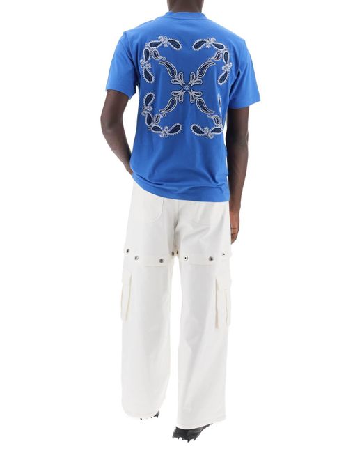 Off-White c/o Virgil Abloh Uit White "bandana Arrow Pattern T -shirt in het Blue voor heren