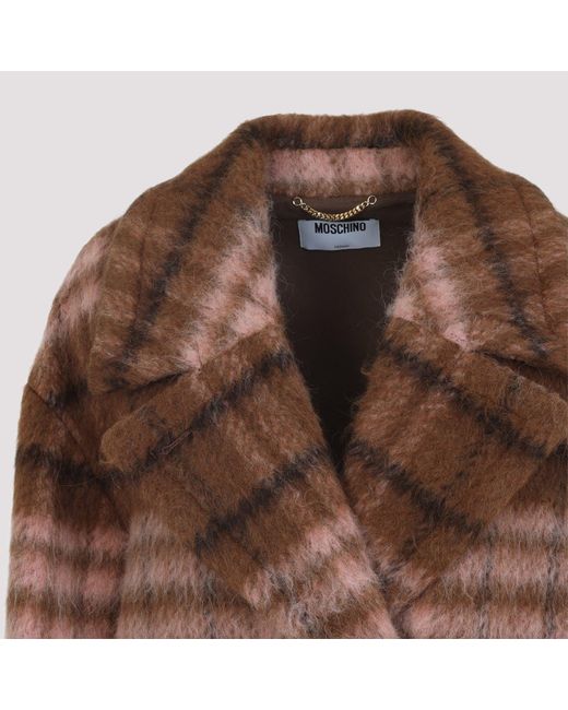 Moschino Brown Checked Coat