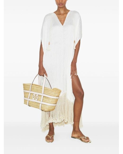 Tory Burch Metallic Ella Straw Basket Bag