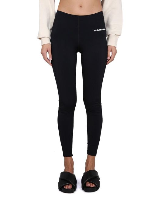 Jil Sander Black Logo-Embellished Leggings With Elastic Waistband