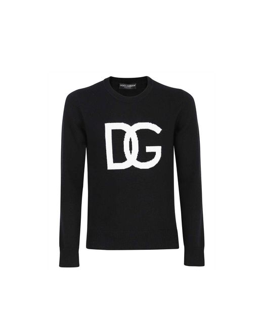 Dolce & Gabbana Black Logo Wool Sweater for men
