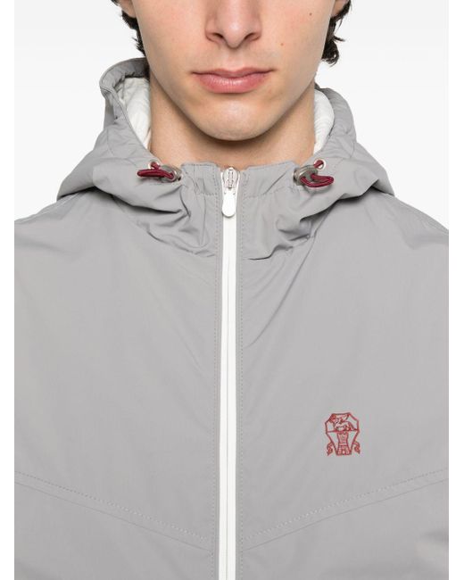Brunello Cucinelli Top Met Capuchon En Rits in het Gray