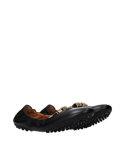 Tod's Black Leather Ballet Flats