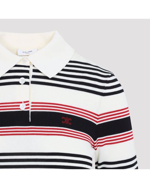Céline White Cotton Polo Sweater
