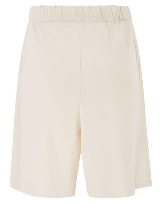 Majestic White Stretch Viscose Bermuda Shorts With Drawstring Waist