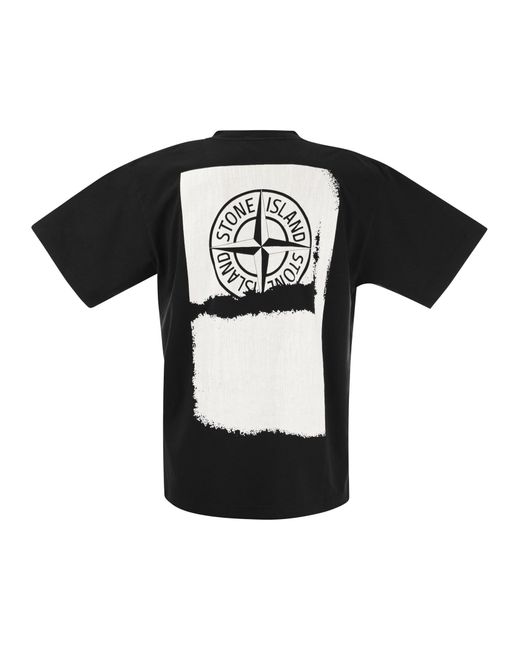 Camiseta de la isla de piedra con estampado Stone Island de hombre de color Black