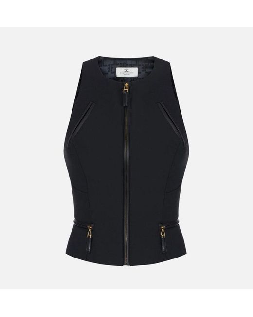 Top avec des détails zip Elisabetta Franchi en coloris Black