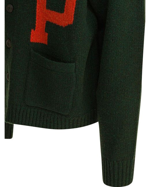 Cardigan col V avec logo Polo Ralph Lauren pour homme en coloris Green