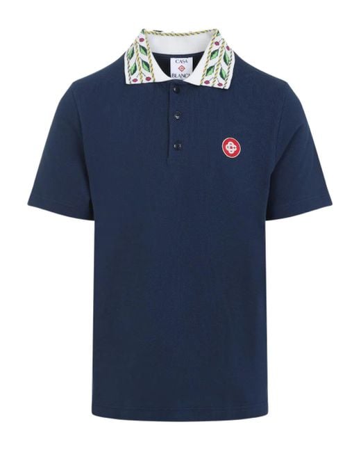 Casablanca Blue Laurel Cotton Polo
