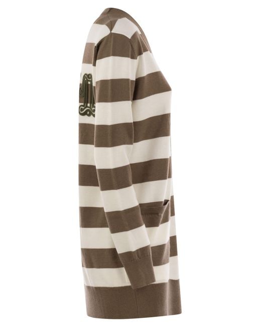 Max Mara Multicolor 'Fiemme' Cardigan With Rear Embroidery And All-Over Striped Motif