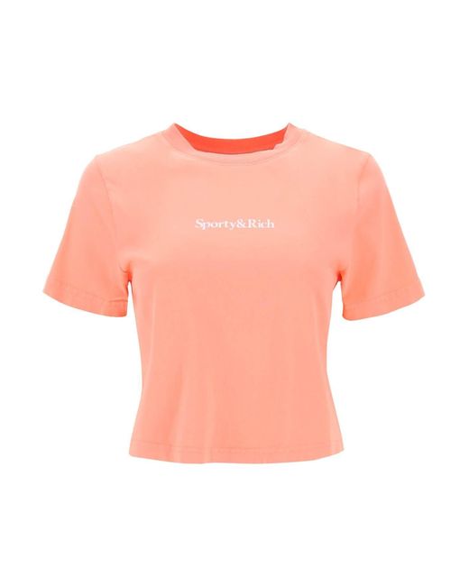 Sportliches und reiches "Drink More Water" T -Shirt Sporty & Rich de color Pink
