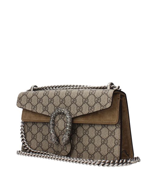 Gucci Metallic Dyonisus Shoulder Bag/Taupe Fabric