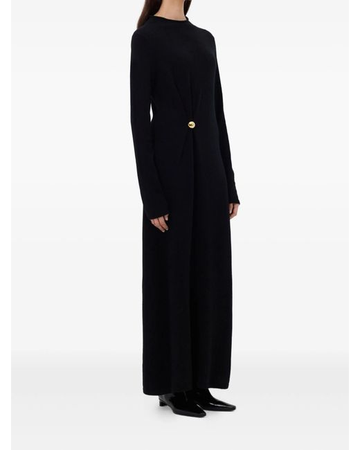Loulou de Saison Black Lucero Draped Knit Dress