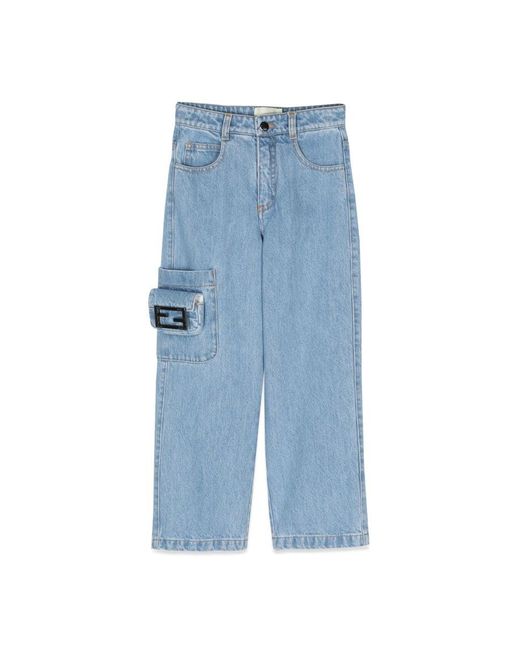 Fendi Brede Denim Broek in het Blue