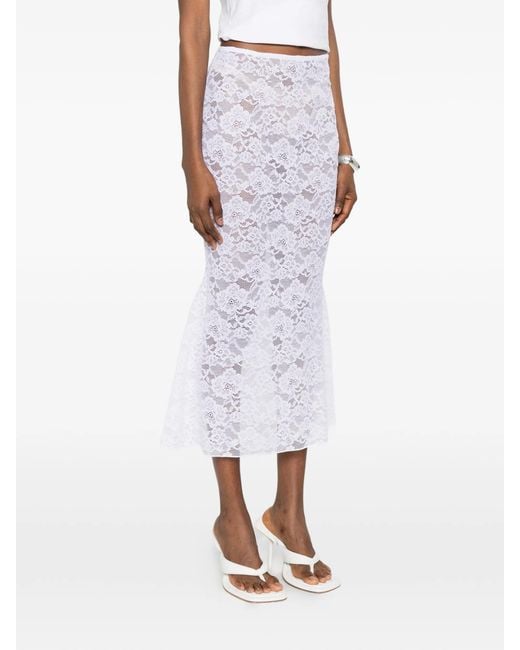 Oseree White Bridal O Lover Lace Long Skirt