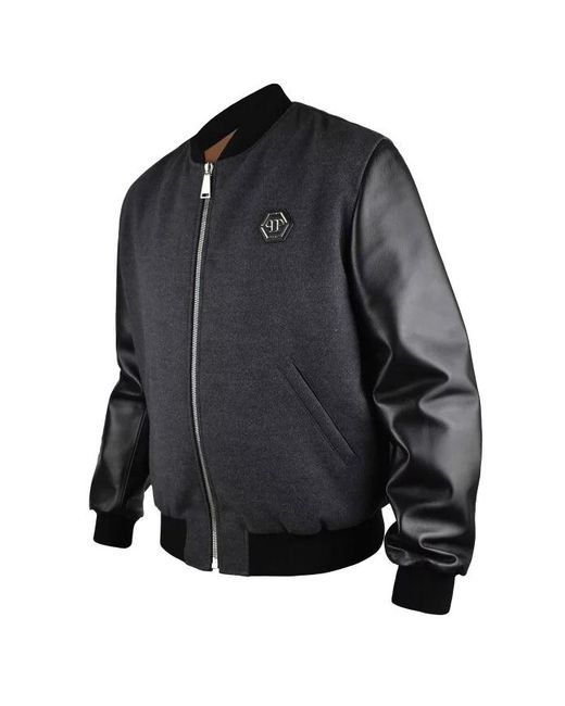 Philipp Plein Gray Bomber Jacket