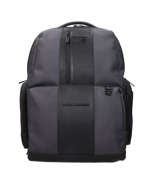 Piquadro Black Backpacks And Waist Bags For Recycled Nylon