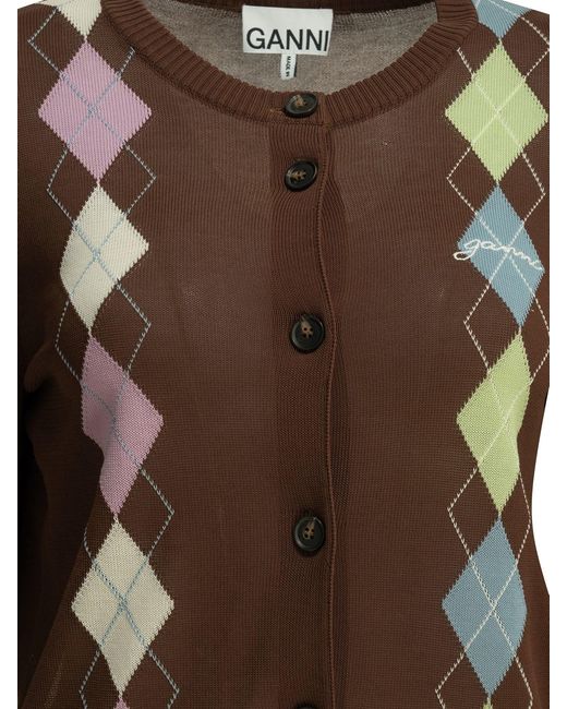 Ganni "argyle" Vest in het Brown