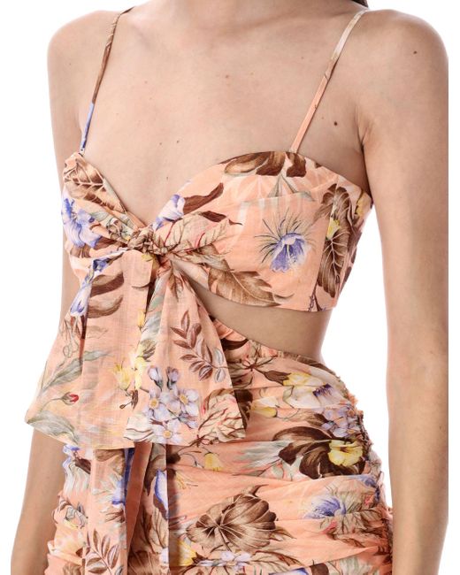 Zimmermann Pink Minikleid Coco Aus Baumwolle