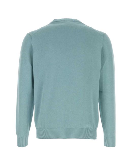 Fedeli Green Cotton Sweater for men