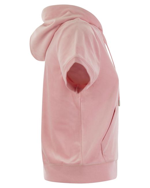 Juicy Couture Korte Mouwen Fluwelen Hoodie in het Pink