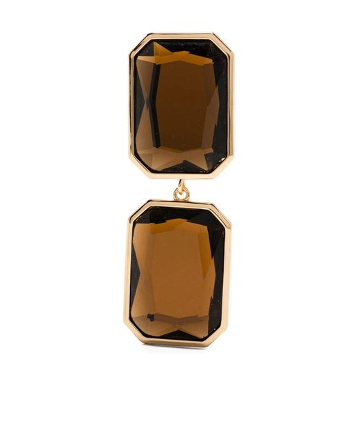 Self-Portrait White Geometric-Cut Stone Earrings