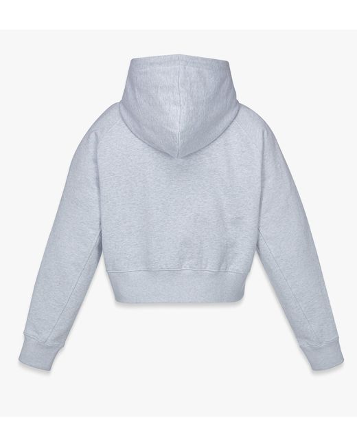 MCM White Essential Logo Patch Cropped Hoodie