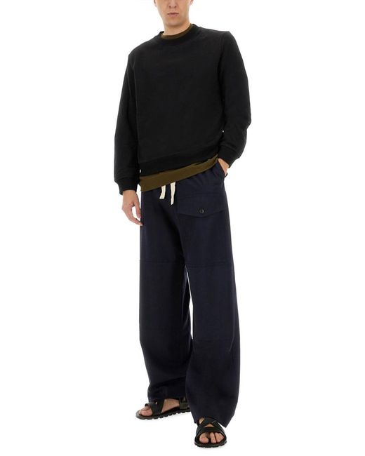 Dries Van Noten Blue Cotton Pants for men