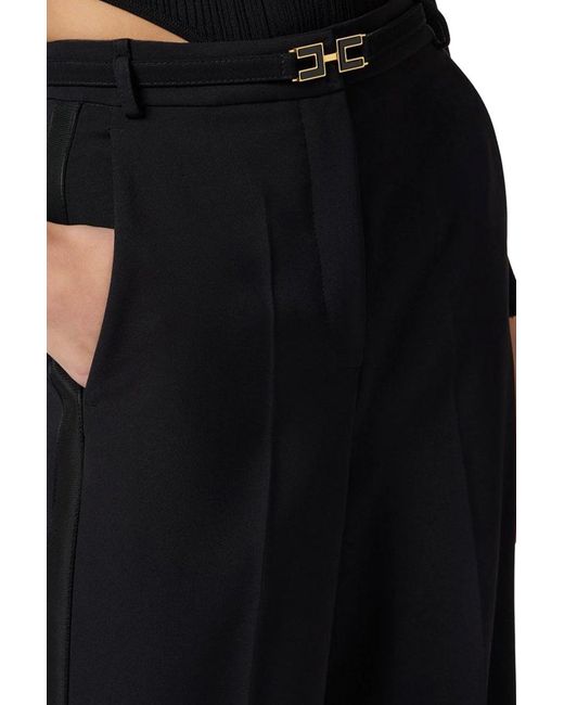 Elisabetta Franchi Blue Wide-Leg Trousers With High Waist