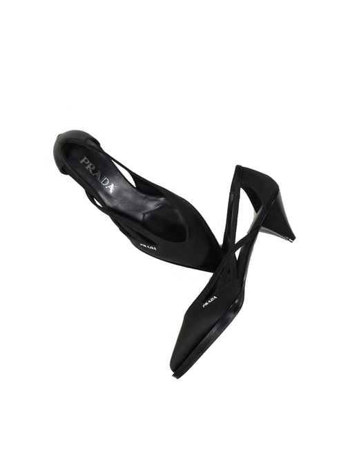 Prada Black 55Mm Cut-Out Satin Pumps