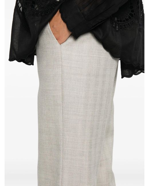 Fort Pantalones palazzo de lana virgen con diseño de espiguilla Forte Forte de color White