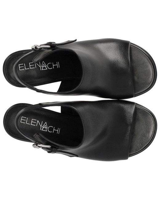 Elena Iachi Black Silk Heeled Sandal