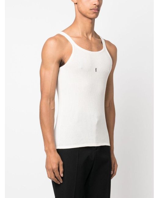 Saint Laurent White Wool And Cotton Blend Tank Top
