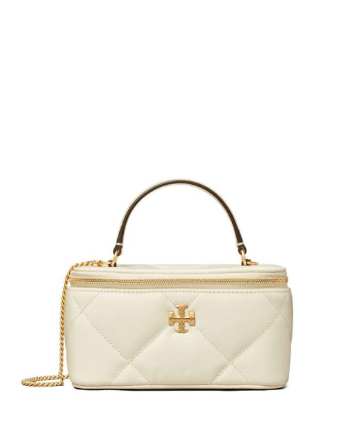 Tory Burch Natural Kira Diamond Leather Vanity Case