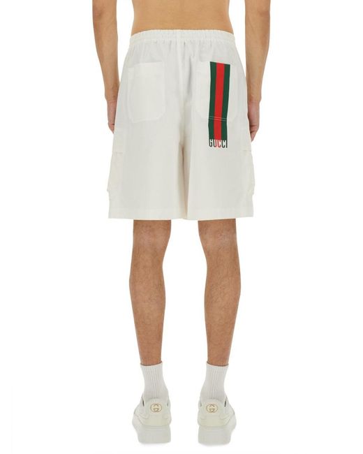 Gucci White Cotton "Web" Shorts for men